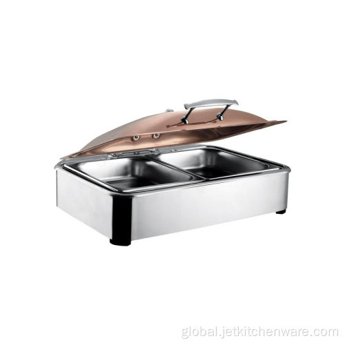 5 Quart Chafing Dish Rectangular Rose Golden Stainless Steel Chafing Dish Set Supplier